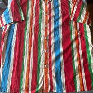 Yiume Multicolor Striped Hawaiian shirt vintage style stripes 100% cotton XXXL